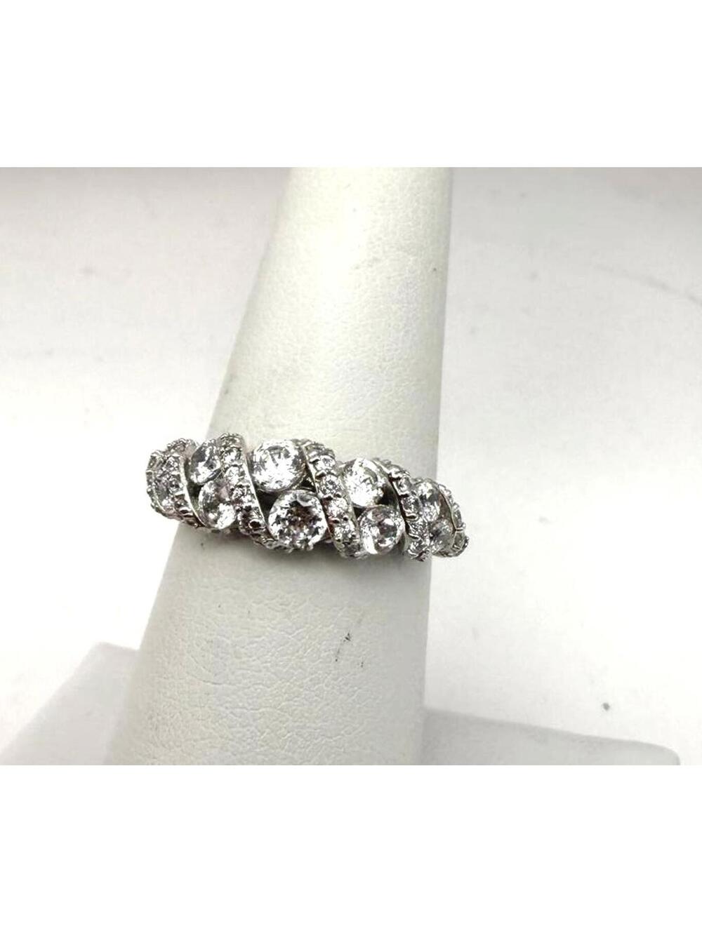 Silver Rhinestone Ring Size 7 CZ Silver Cubic Zirconia